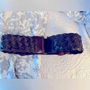 Wide Braided Leather-Stretch Belt